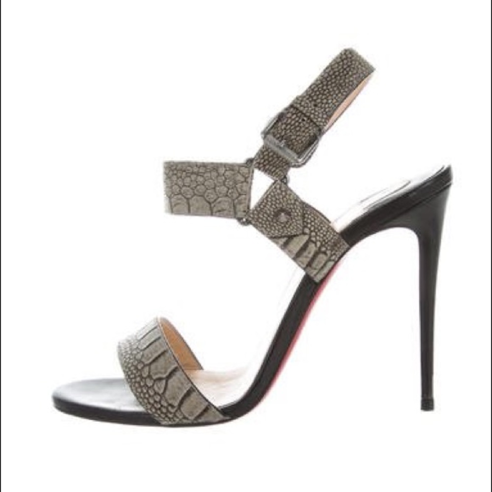 CHRISTIAN LOUBOUTIN OSTRICH EMBOSSED HEELS